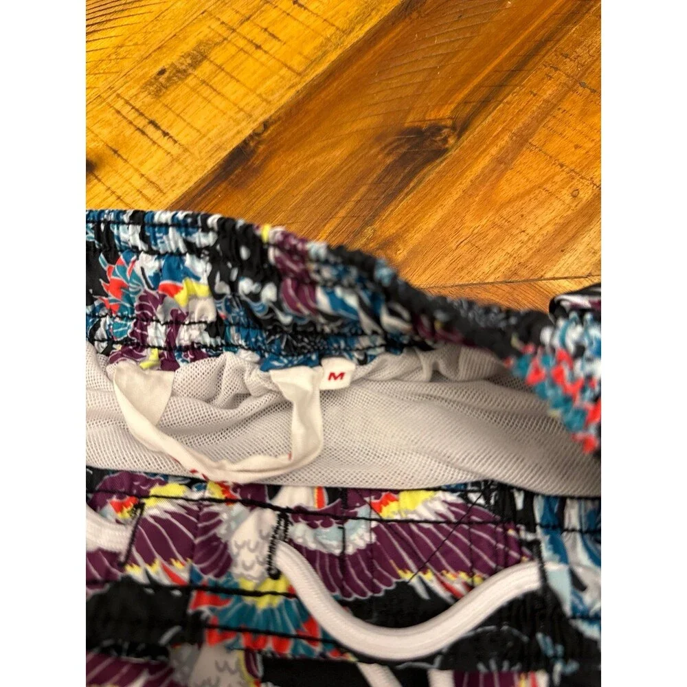 2(X)IST Men’s Medium Swim Trunks Japanese Heron Print Short Lined Drawstring